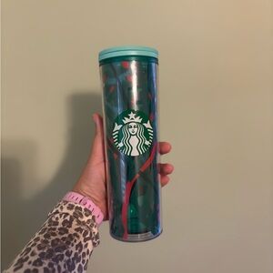 Starbucks Teal and Red Tumbler 16oz